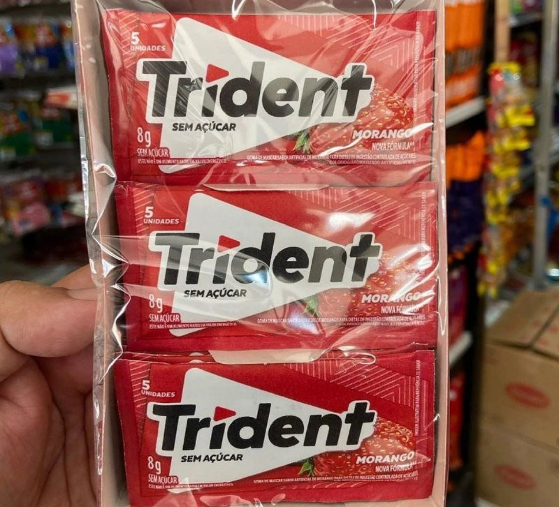 Chiclete Trident Morango Sem Açúcar - 21 unidades