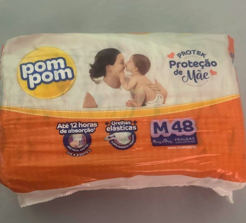 👶 Fralda Pom Pom Proteção de Mãe Mega M 48 Unidades