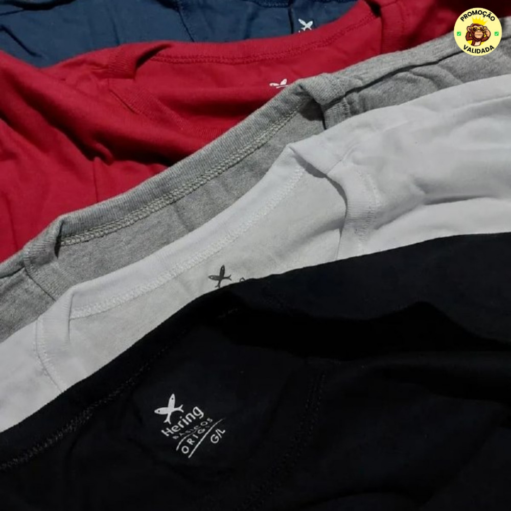 Kit Com 5 Camisetas Masculinas Lisa Multicolorida