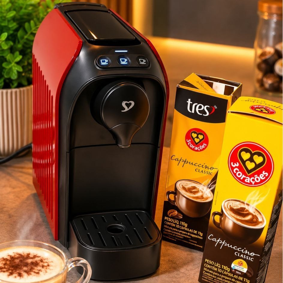 3 Corações Cafeteira Espresso Passione Vermelha 220V
