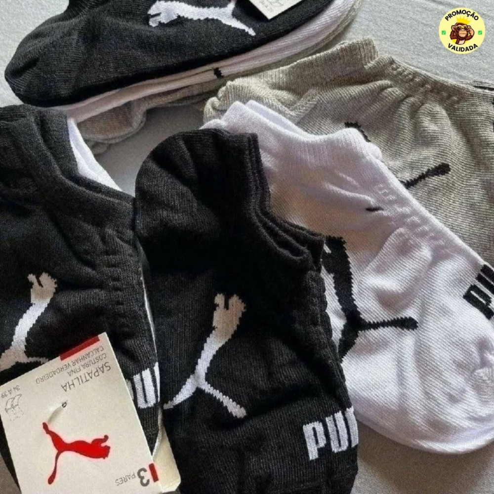 Kit 9 Pares Meias Puma Sapatilha Cano Baixo