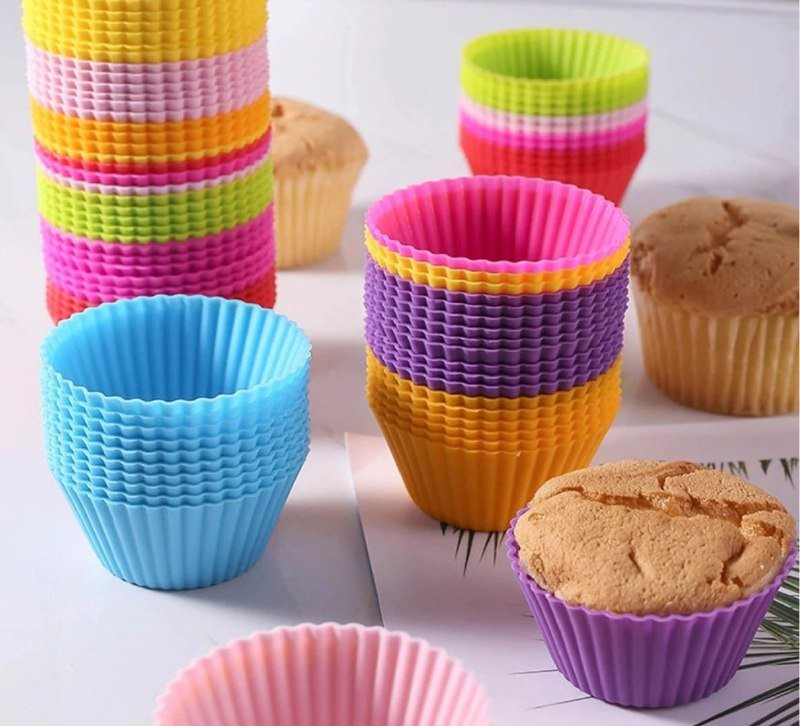 Kit com 12 Formas de Silicone Redondas para Cupcake