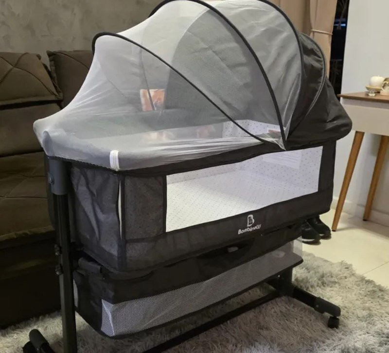 Berço Bebê Portátil Moisés Com Mosquiteiro E Modo Balanço