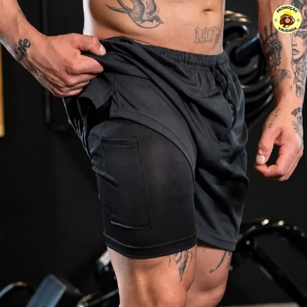 SHORT DUPLO PROS CORREDORES Kit com 3 Shorts 2 Em 1 Duplo