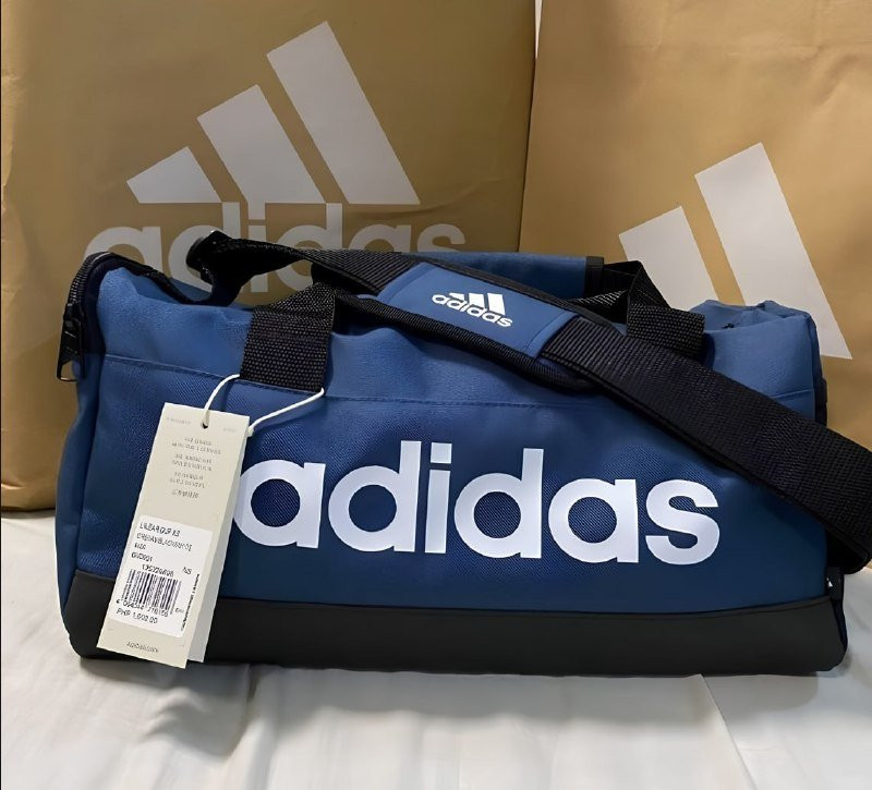Mala Duffel Linear Pequena Azul E Preto adidas
