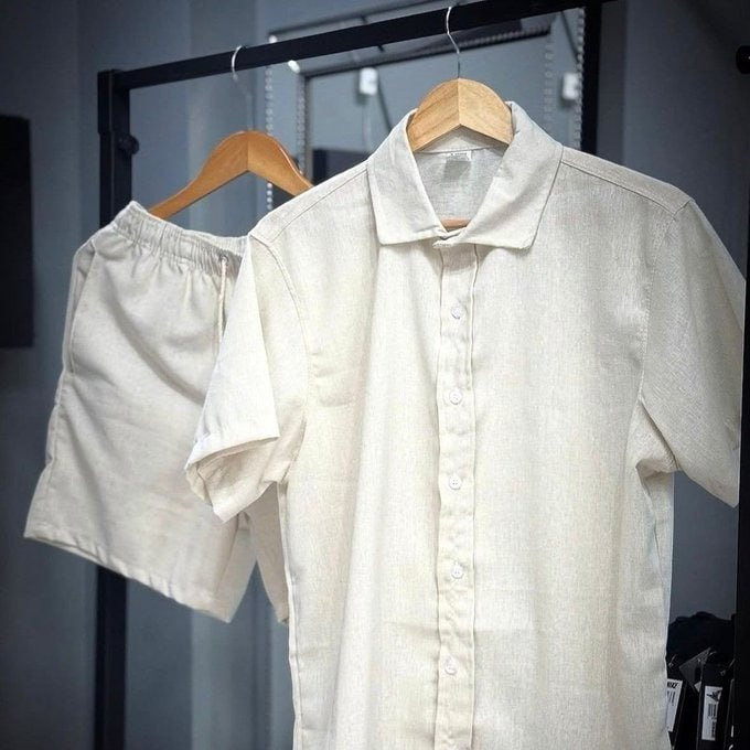 Conjunto Linho Camisa + Shorts Mauricinho com Bolso