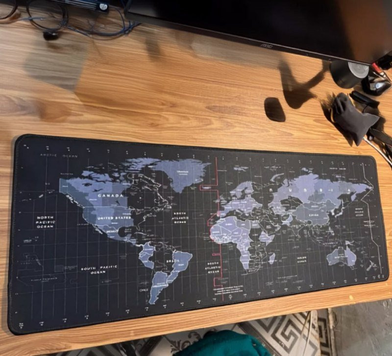 Mousepad Gamer Estampa Mapa Mundi 70x35cm