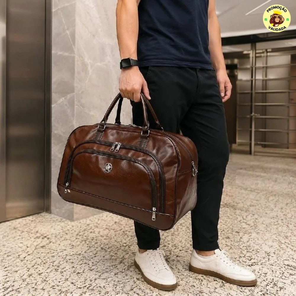 Bolsa De Viagem Luxo Couro Sintético