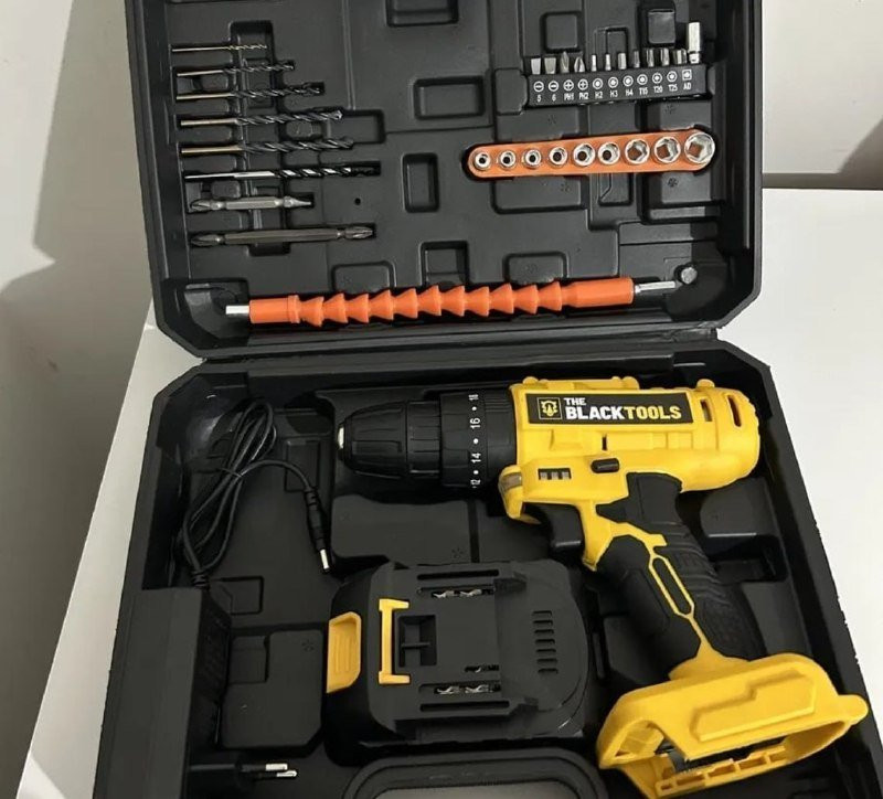 🛠️ Parafusadeira Furadeira De Impacto 2 Baterias Com Maleta 60Hz - The Black Tools