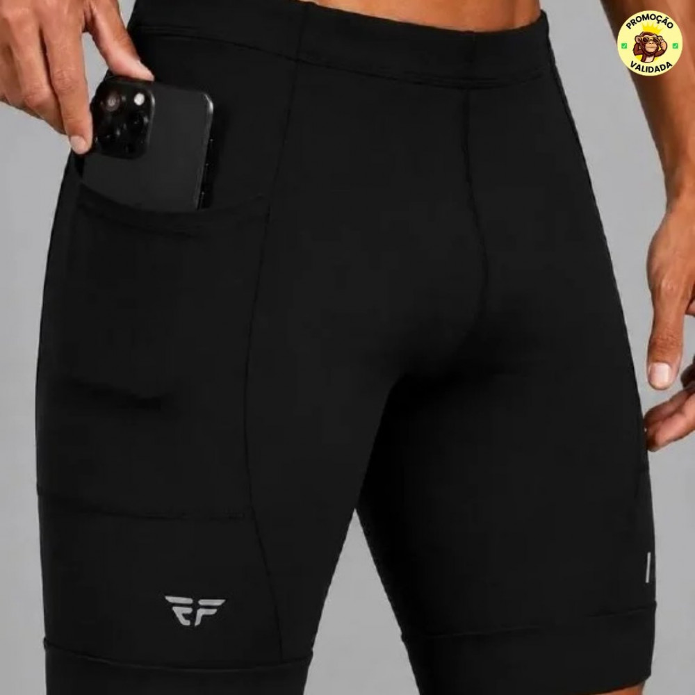 Bermuda De Compressão Masculina Com Bolso Corrida