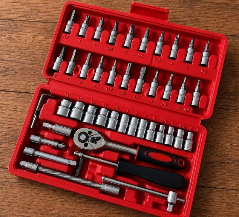 Kit Chaves Jogo Catraca Reversível Soquetes 46 Peças