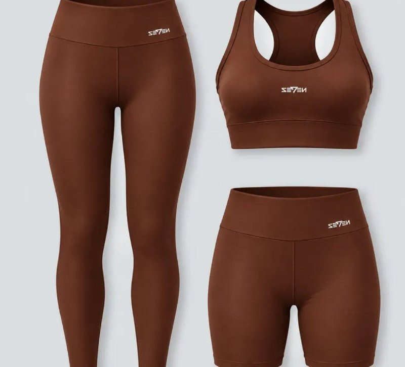 Kit Conjunto Fitness Top Nadador + Legging + Short