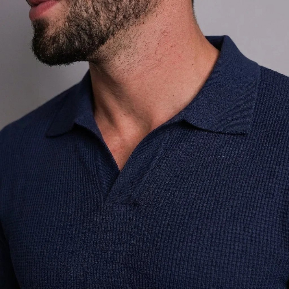 Camiseta Gola Polo Masculina Minimalista Preto