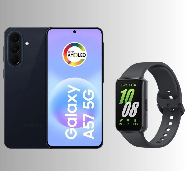 Smartphone Samsung Galaxy A57 128GB Azul Escuro - 5G + Smartband Samsung Galaxy Fit3 Grafite