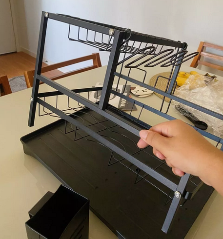 Escorredor de Louça Rack Duplo Aço Carbono