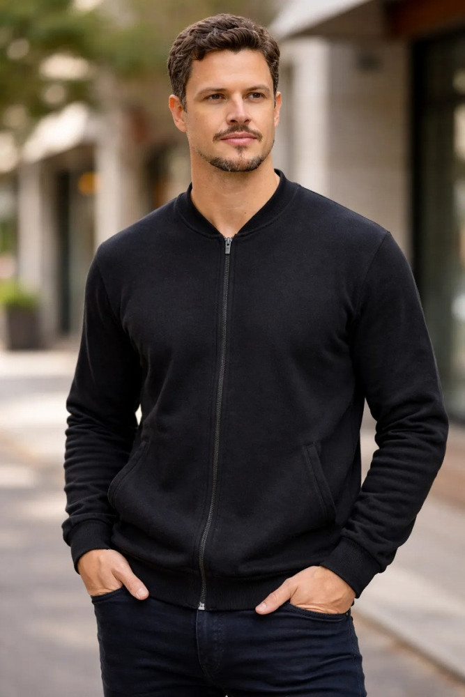 Blusa de Moletom Flanelada com Zíper Canguru