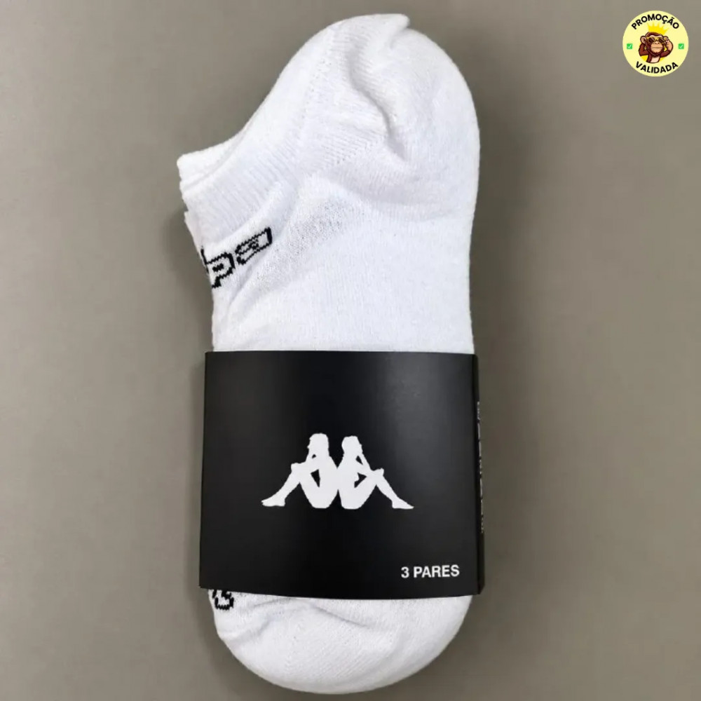 Meinha da Kappa Kit com 3 Pares Meias Kappa Sapatilha Soquete Invisivel