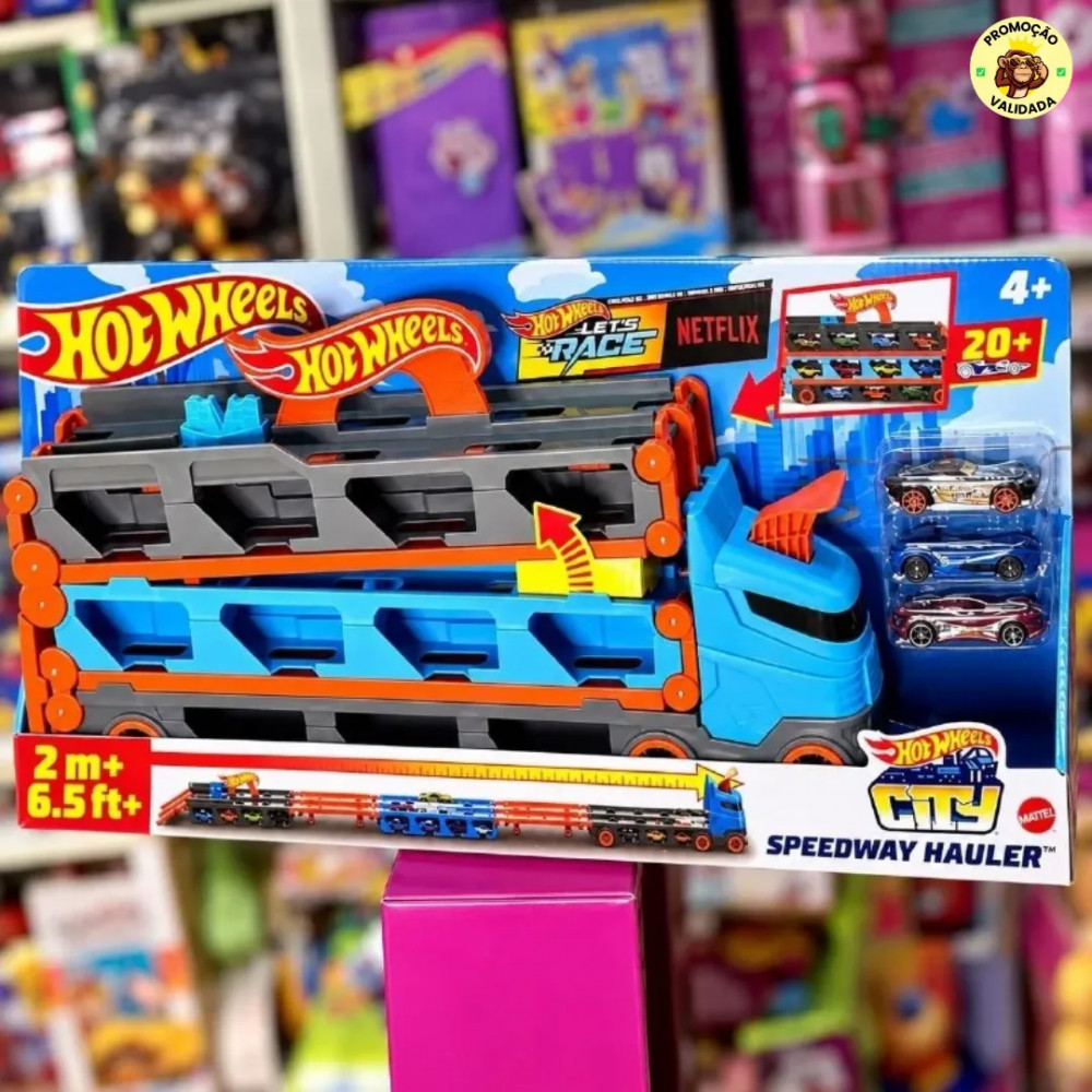 🏎️ UMAPista Hot Wheels com 3 Carrinhos Mattel