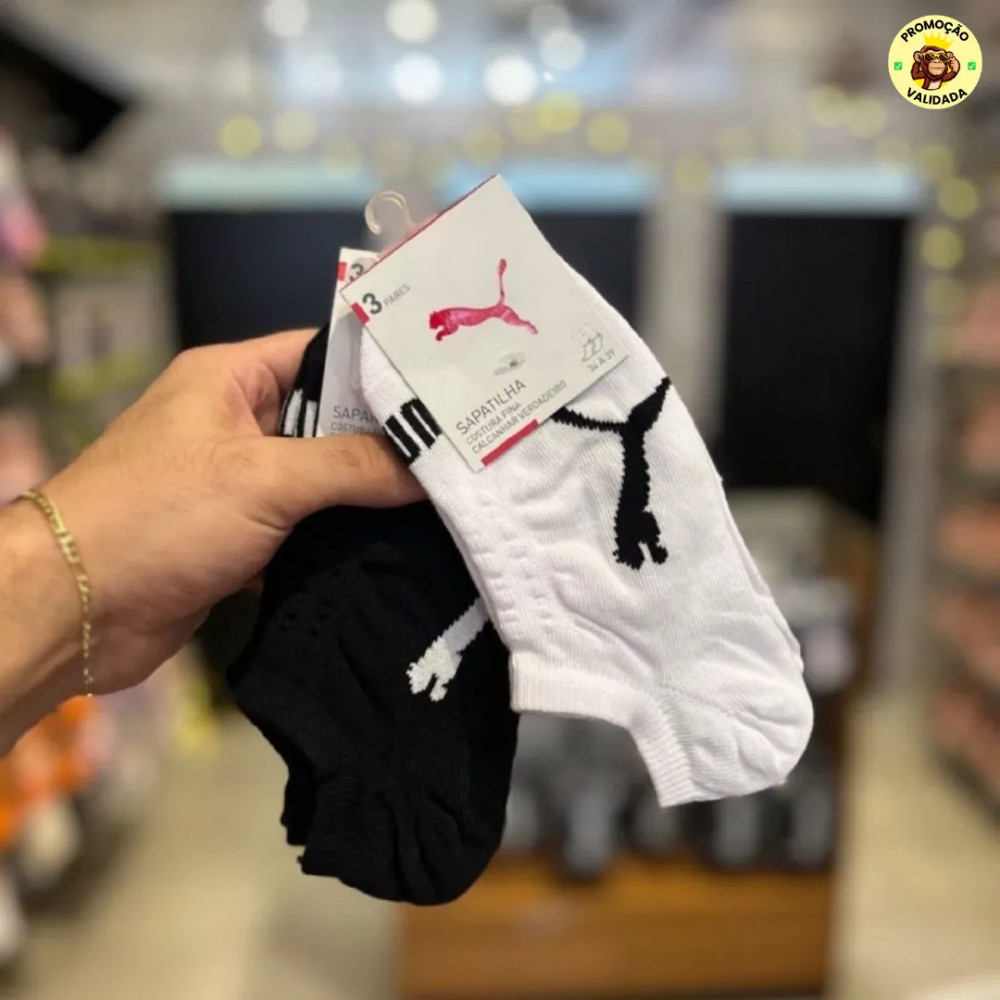 SOQUETE DO TIGRINHO Kit com 9 Pares Meias Invisivel Puma Sapatilha Soquete