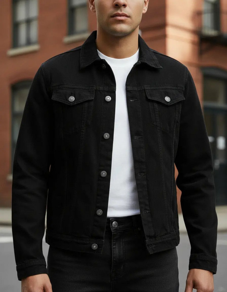 Jaqueta Masculina Sarja Jeans com Bolsos Funcionais