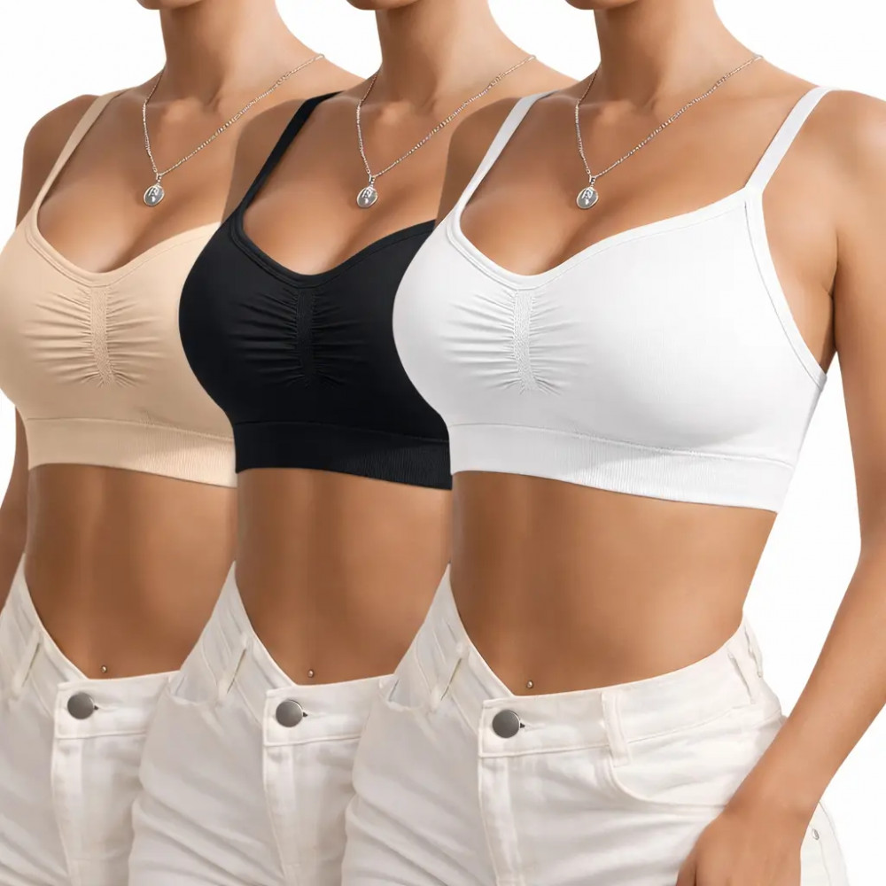 Kit 3 Top Sutiã Sem Costura Alça Ajustável