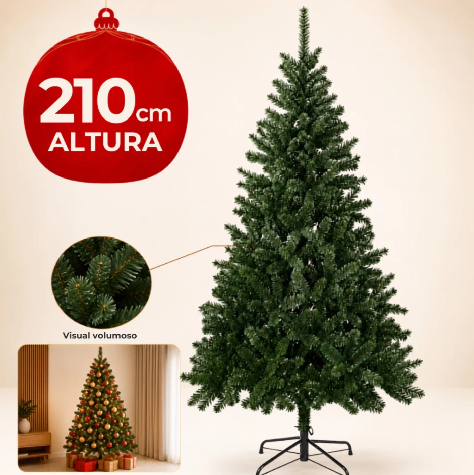 Árvore de Natal Verde Alta 2,1m Tradicional