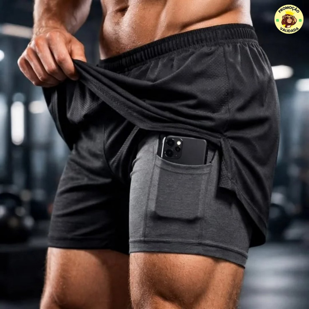 Kit 4 Shorts 2 Em 1 Dryfit Masculino