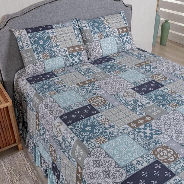 Colcha Casal 400 Fios Toque Macio 3 Peças