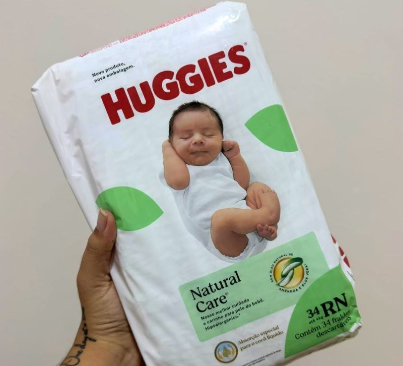 Huggies Fralda Descartável Premium Natural Care RN 34 Unidades