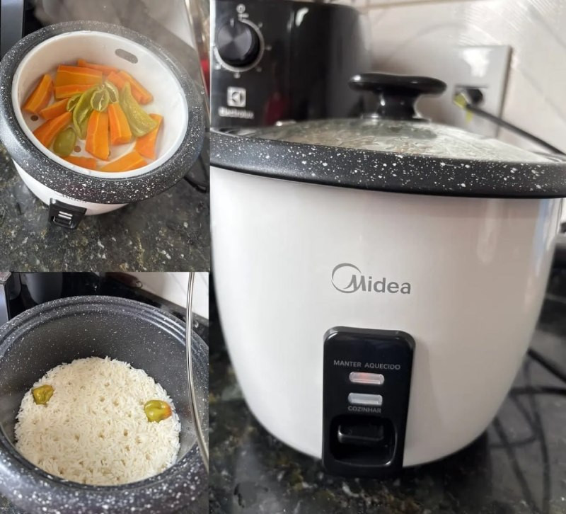 Panela de Arroz Elétrica Midea 7 Xícaras Tampa de Vidro
