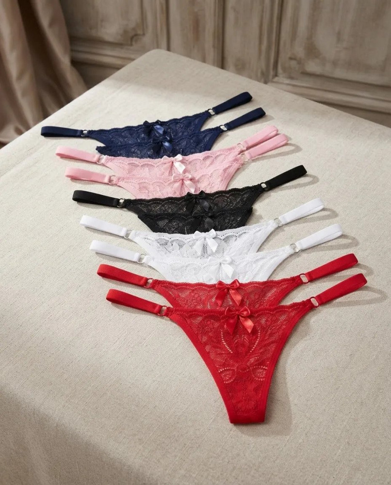Kit 10 Calcinhas Tanga Renda Lingerie Algodão
