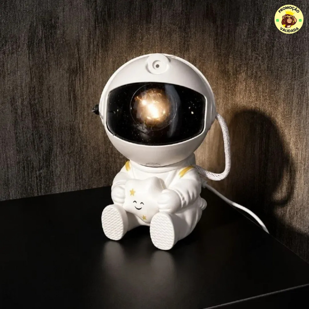 Projetor Astronauta de Galaxia e Estrelas LED com Controle Remoto USB
