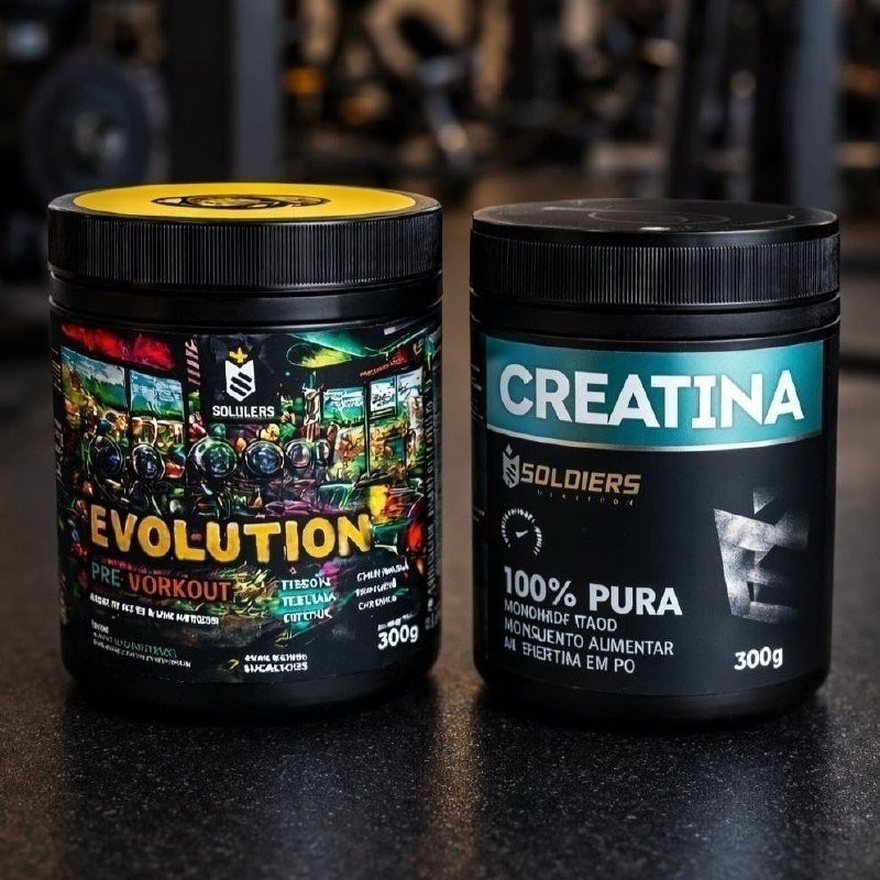 FORMULA MÁGICA PRO TREINÃO 1 Creatina 300g + 1 Evolution 300g - Soldiers Nutrition