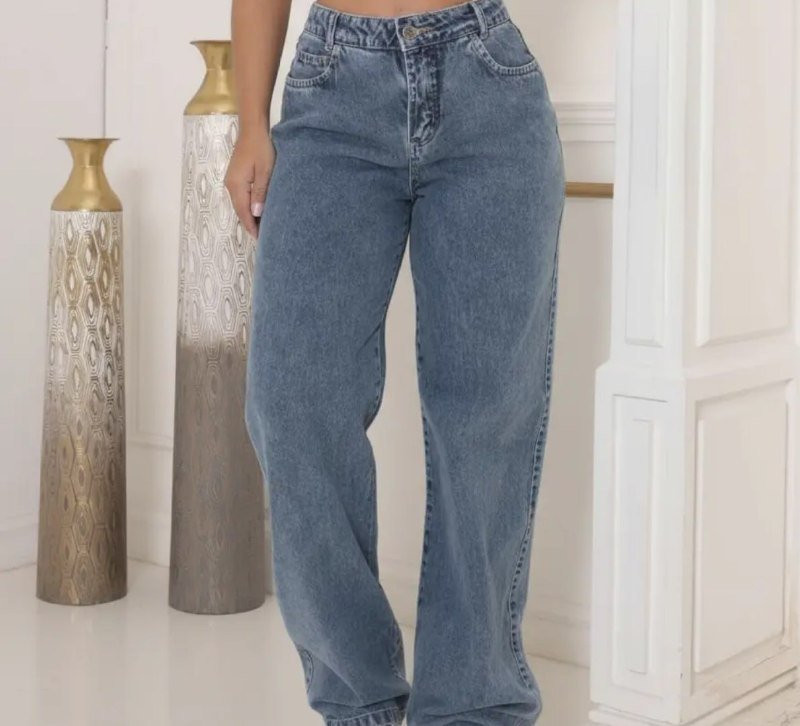 Calça Jeans Wide Leg Cintura Alta Stillge