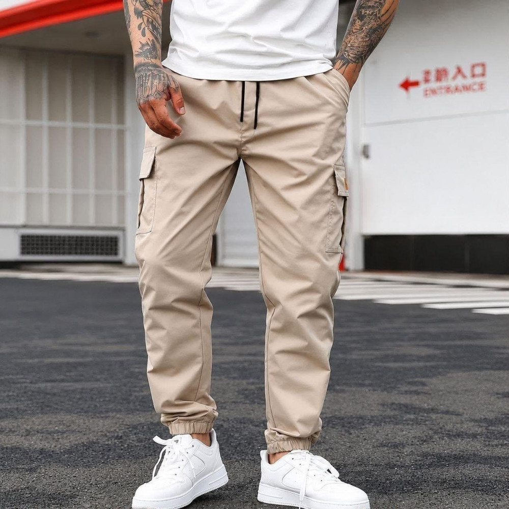 Calça Cargo Slim Masculina Esportiva Caqui