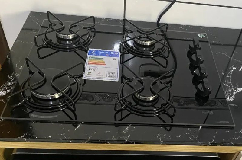 Cooktop 4 Bocas Atlas Mesa Vidro Mega Chama Bivolt