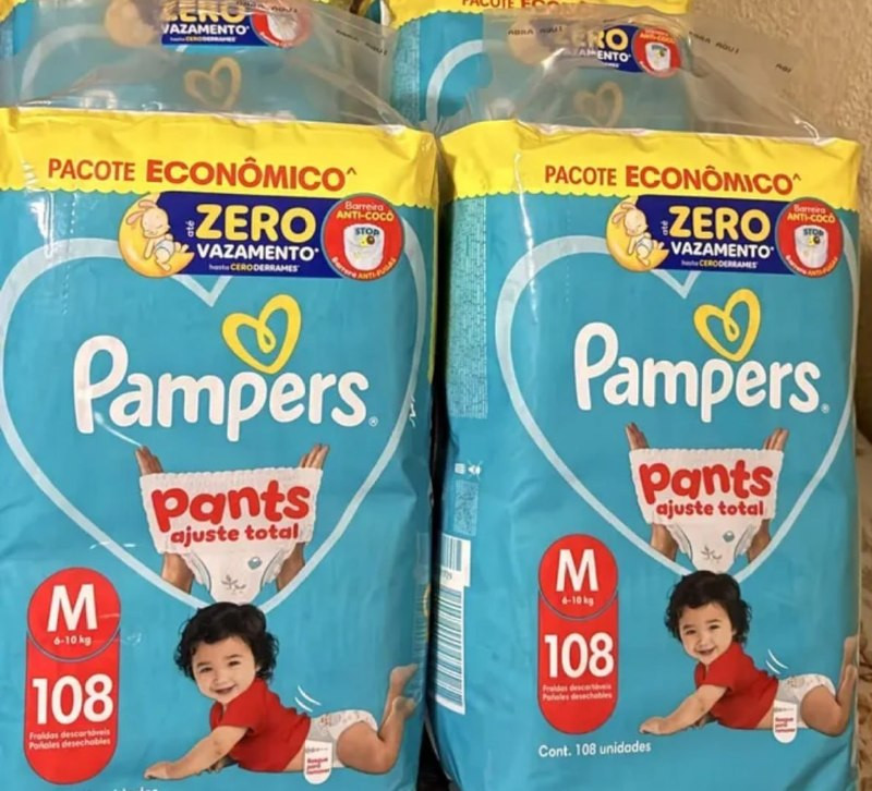Fralda Pampers Pants Ajuste Total Tamanho M, 108 Un.