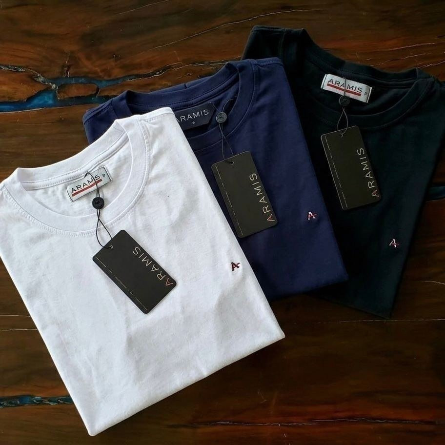 Kit Camisetas Aramis Preta Branca Azul Marinho