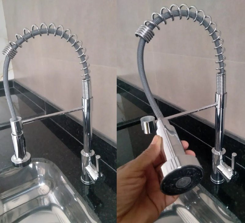 Torneira Aço Inoxidável Hongyu Luxo Flexível Prateado Brilhante