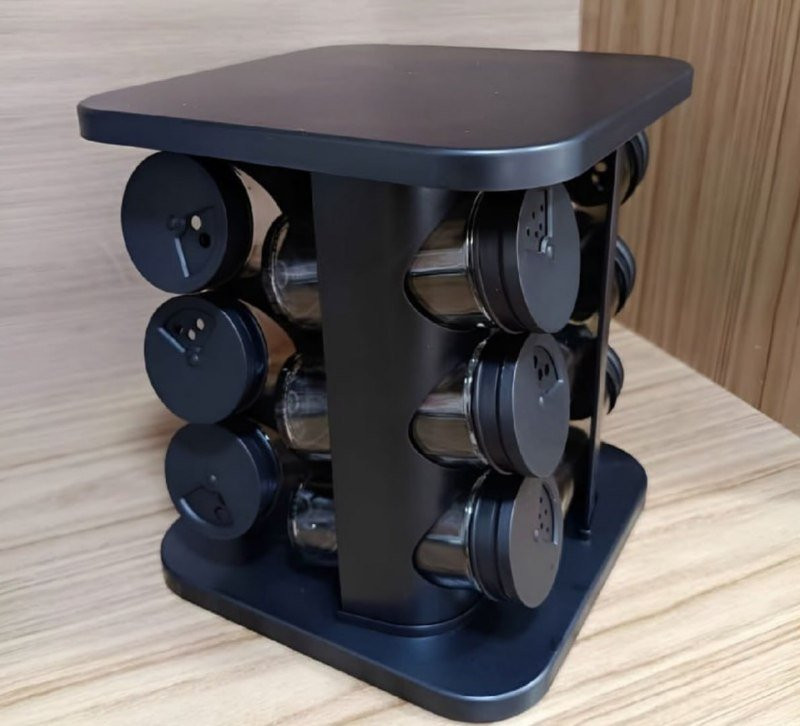 Porta Condimentos Temperos Giratório 12 Potes De Vidro