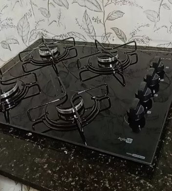 Fogão Cooktop 4 Bocas Mesa Vidro Preto Bivolt