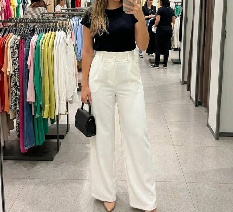 Calça Wide Leg Alfaiataria Social Pantalona