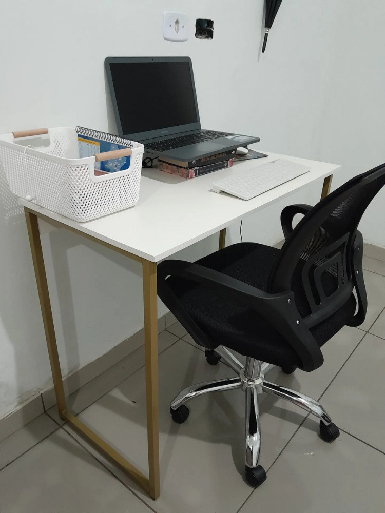 Escrivaninha Industrial Aço MDF para Estudo