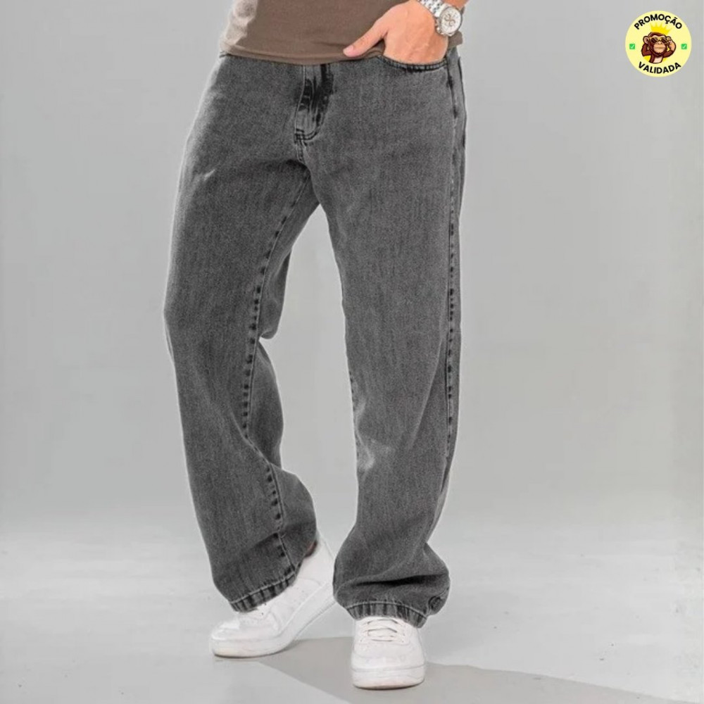 Calça Balão Jeans Masculina Marmorizada