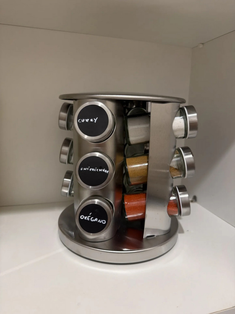 Porta Tempero Giratório 12 Potes Inox Luxo