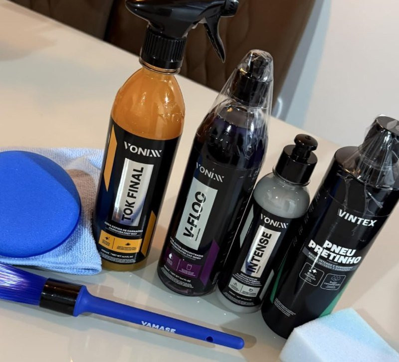 Kit Lavagem Vonixx: Shampoo V-Floc, Cera Tok Final, Intense, Pneu Pretinho Vintex