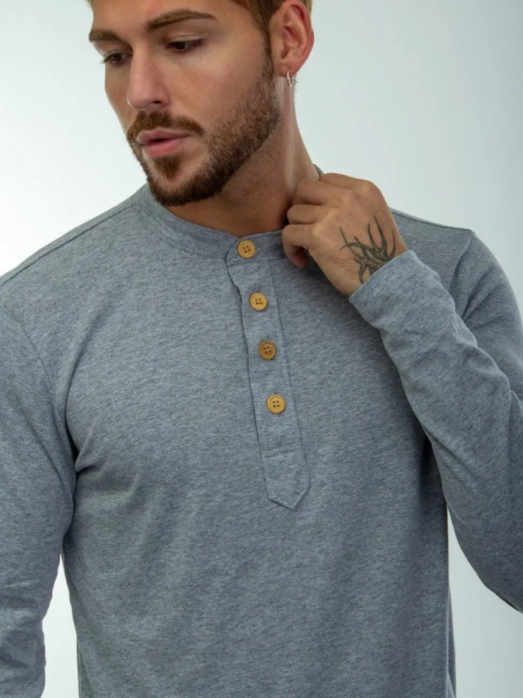 Camisa Henley Masculina Ecológica Manga Longa