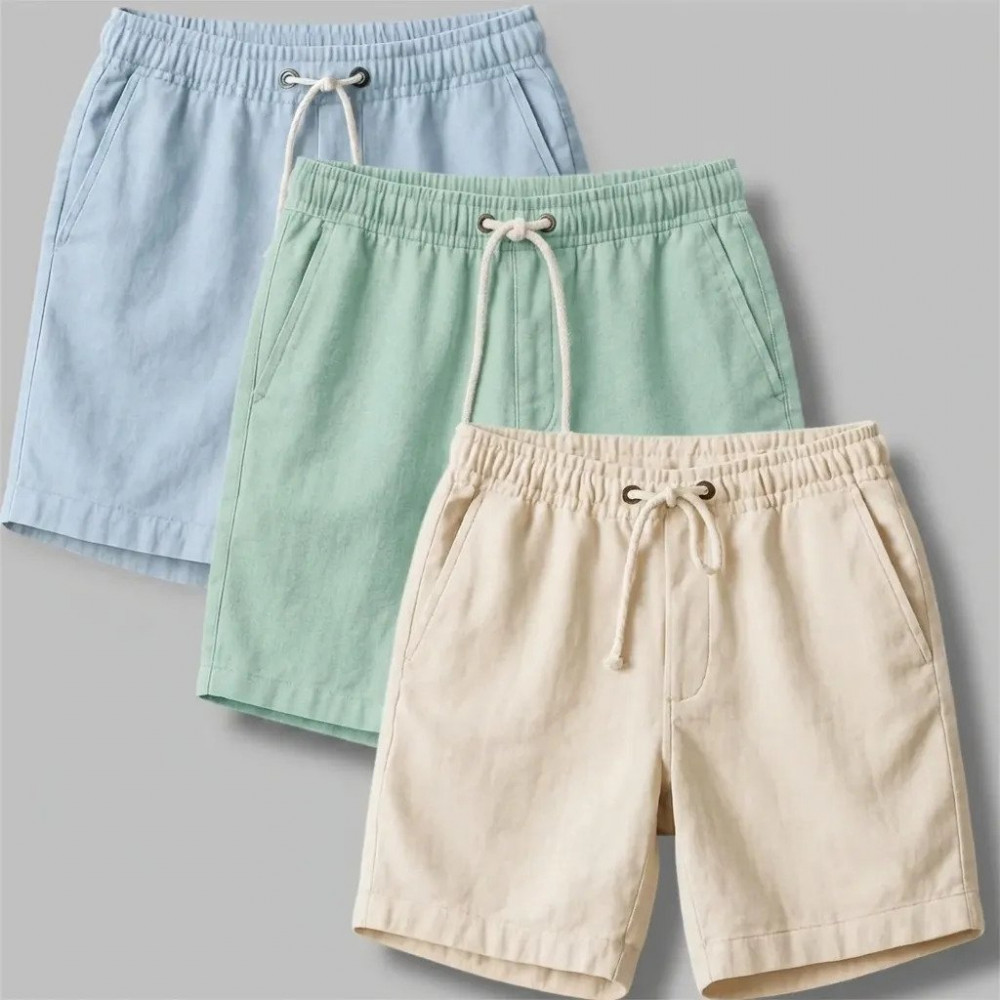 Kit 3 Shorts Masculino Linho Verão