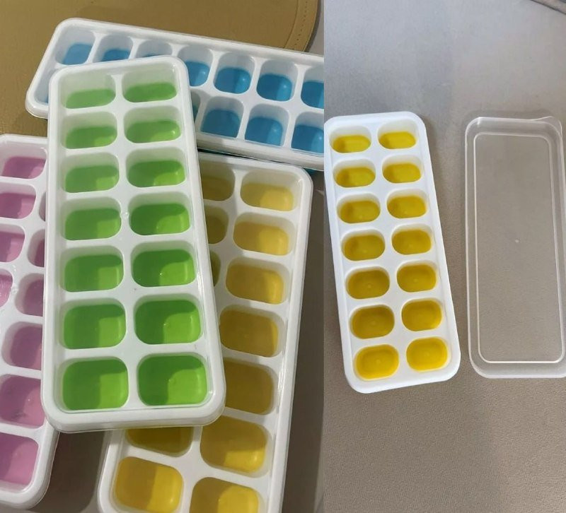 Kit 4 Formas de Gelo Silicone 14 Cubos com Tampa e Flexível