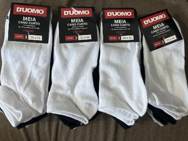 🧦 Kit 12 Pares Meia Cano Curto Soquete Algodão Duomo - Preto